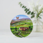 TUSKANISCHE LANDSCHAFT. GREEN HILLS MIT BUTTERFLY EINLADUNG (Stehend Vorderseite)