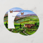 TUSKANISCHE LANDSCHAFT. GREEN HILLS MIT BUTTERFLY EINLADUNG (Vorne/Hinten)