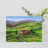 TUSKANISCHE LANDSCHAFT MIT GRÜNEN HÜLLEN EINLADUNG (Stehend Vorderseite)