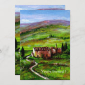 TUSKANISCHE LANDSCHAFT MIT GRÜNEN HÜLLEN EINLADUNG (Vorne/Hinten)