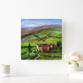 TUSKANISCHE LANDSCHAFT MIT GRÜNEN HÜLLEN QUADRATISCHE WANDUHR (Zuhause)