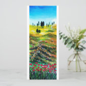 TUSKANISCHE LANDSCHAFT MIT KUCHEN, weiß Einladung (Stehend Vorderseite)