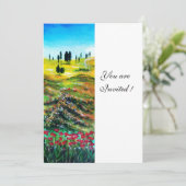 TUSKANISCHE LANDSCHAFT MIT KUCHEN, weiß Einladung (Stehend Vorderseite)