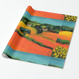 TUSKANISCHE LANDSCHAFT MIT SONNENBLUMEN GESCHENKPAPIER