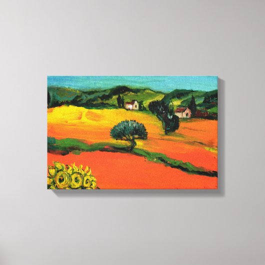TUSKANISCHE LANDSCHAFT MIT SONNENBLUMEN LEINWANDDRUCK (Vorderseite)