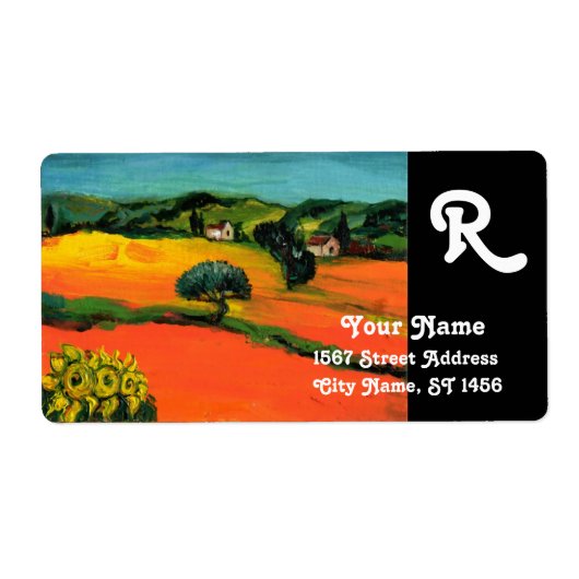 TUSKANISCHE LANDSCHAFT MIT SONNENBLUMEN-Monogramm (Vorne)