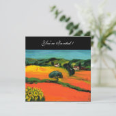 TUSKANISCHE LANDSCHAFT MIT SONNENBLUMEN, Orange Sc Einladung (Stehend Vorderseite)