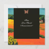 TUSKANISCHE LANDSCHAFT MIT SONNENBLUMEN, Orange Sc Einladung (Rückseite)