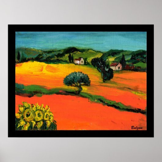TUSKANISCHE LANDSCHAFT MIT SONNENBLUMEN POSTER (Vorne)