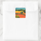 TUSKANISCHE LANDSCHAFT MIT SONNENBLUMEN QUADRATISCHER AUFKLEBER (Tasche)