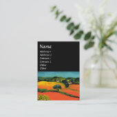 TUSKANISCHE LANDSCHAFT MIT SONNENBLUMEN, schwarz Visitenkarte (Stehend Vorderseite)