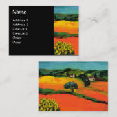 TUSKANISCHE LANDSCHAFT MIT SONNENBLUMEN, schwarz Visitenkarte (Vorne/Hinten)