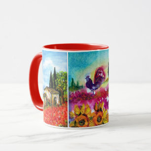 TUSKANISCHE LANDSCHAFTEN, SONNENBLUMEN, SCHWARZE R TASSE