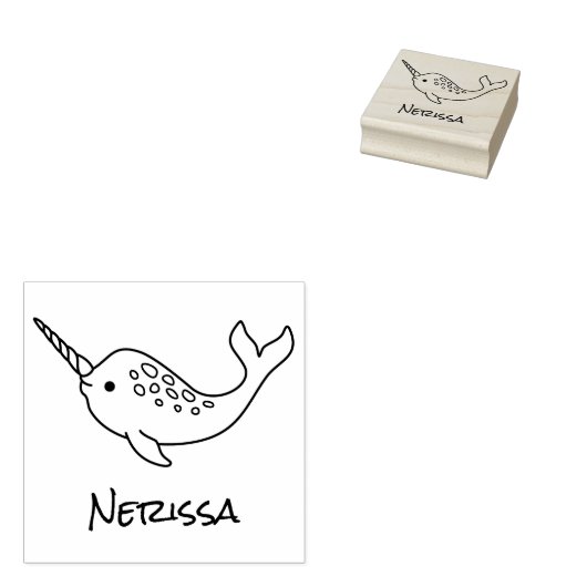Tusked Narwhal Name Rubber Briefmarke Gummistempel (Stempel)