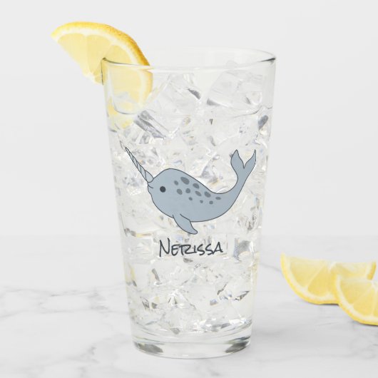 Tusked Narwhal Namensglas Glas (Vorderseite Ice)
