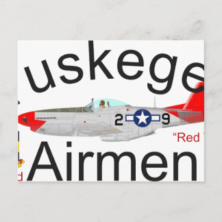 Tuskegee Airman P-51 Red Schwanzes Mustang Postkarte