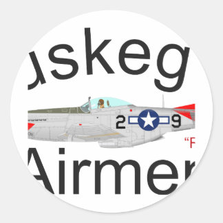 Tuskegee Airman P-51 Red Schwanzes Mustang Runder Aufkleber
