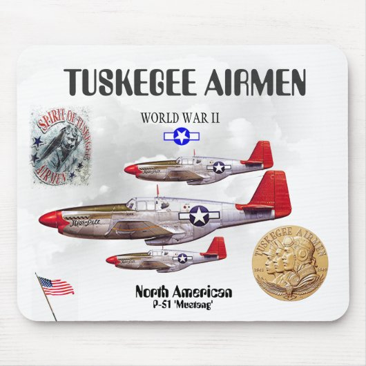 TUSKEGEE AIRMEN -301st Fighter Sq.- WW II Maus Pa Mousepad (Vorne)