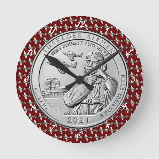 Tuskegee Airmen COIN Runde Wanduhr (Vorderseite)