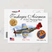 TUSKEGEE AIRMEN P-51C MUSTANG PILOTS POSTKARTE (Vorne/Hinten)