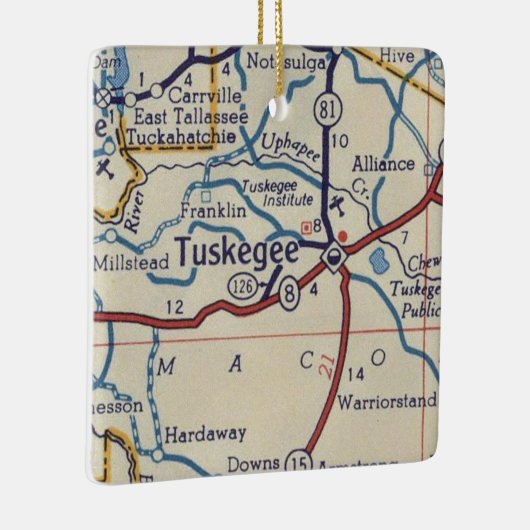 Tuskegee AL Vintage Karte Keramikornament (Rechts)