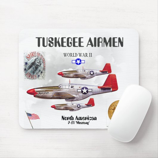 TUSKEGEE FLIEGER -301st Kämpfer Quadrat. - WW II Mousepad (Mit Mouse)