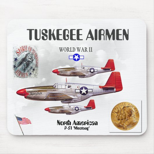 TUSKEGEE FLIEGER -301st Kämpfer Quadrat. - WW II Mousepad (Vorne)