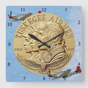 TUSKEGEE FLIEGER-MÜNZE QUADRATISCHE WANDUHR