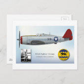 Tuskegee "Roter Schwanz" P-47C Thunderbolzen Postkarte (Vorne/Hinten)