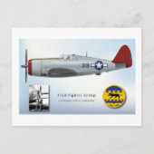 Tuskegee "Roter Schwanz" P-47C Thunderbolzen Postkarte (Vorderseite)