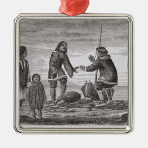 Tuski und Mahlemuts, die für Öl handeln Silbernes Ornament