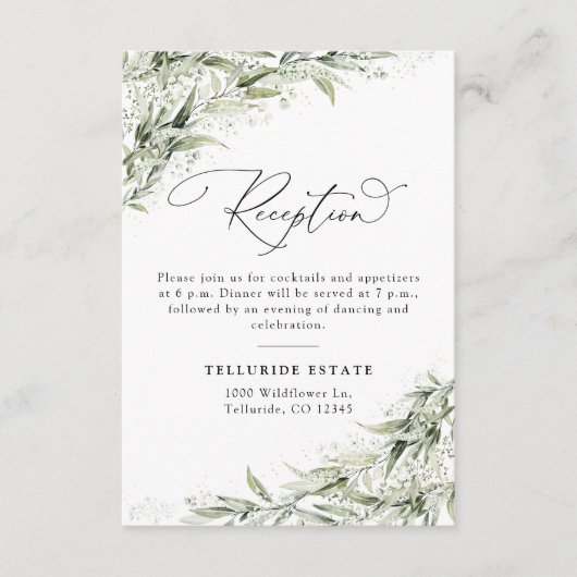 Tusty Sage green Wedding Reception Enclosure Card Begleitkarte (Vorderseite)