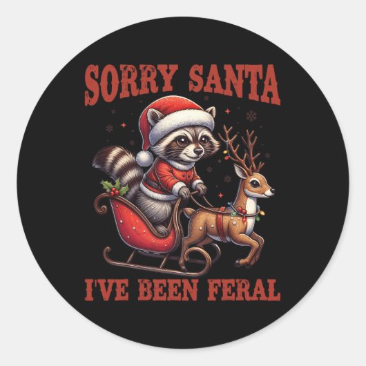 Tut mir leid, dass Santa I Feral Funny Raccoon Xma Runder Aufkleber (Vorderseite)