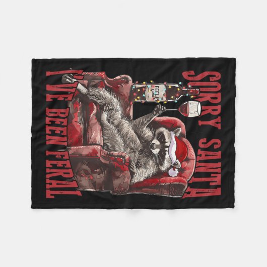 Tut mir leid, dass Santa I Feral Raccoon Santa Xma Fleecedecke (Vorderseite (Horizontal))