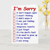 "Tut mir leid!" Wählen Sie Ihre Ausreden! Grußkart Karte (Gelbe Blume)