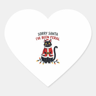 Tut mir leid, Weihnachten war Feral Black Cat Weih Herz-Aufkleber
