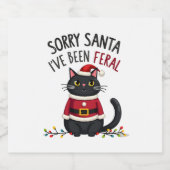 Tut mir leid, Weihnachten war Feral Black Cat Weih Schaumweinetikett (Einzelnes Label)