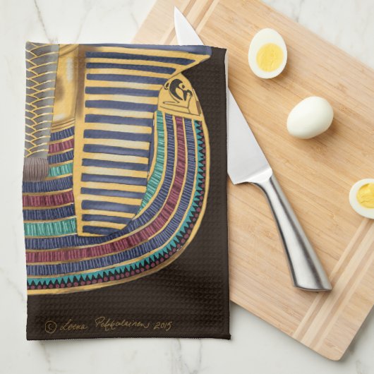 Tutankhamons goldene Maske Geschirrtuch (Viertel Falte)