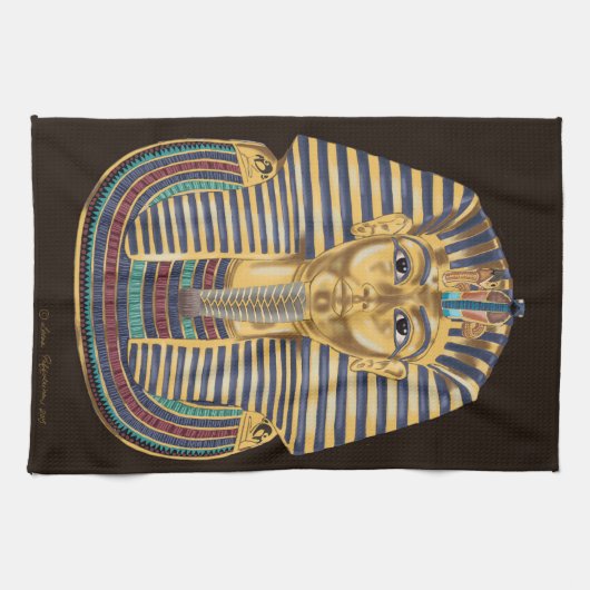 Tutankhamons goldene Maske Geschirrtuch (Horizontal)
