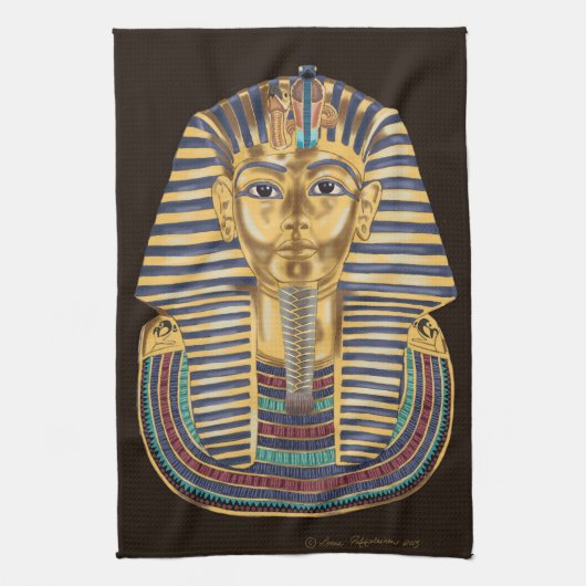 Tutankhamons goldene Maske Geschirrtuch (Vertikal)