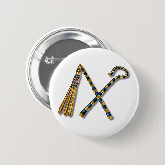 Tutankhamuns Dreschflegel und Haken Button (Vorne & Hinten)
