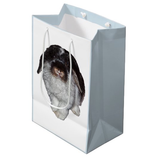 Tüte mit Hasen mit Schlappohren als Geschenk (Vorderseite Schrägansicht)