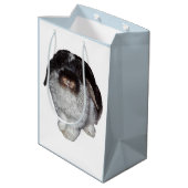 Tüte mit Hasen mit Schlappohren als Geschenk (Rückseite Schrägansicht)
