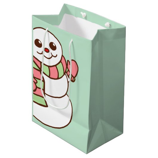 Tüte mit Schneemann-Motiv als Geschenkverpackung (Vorderseite Schrägansicht)