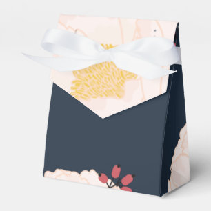 Tüten-Papier-Geschenkbox Baby-Rosa Cosmos auf Navy Geschenkschachtel