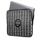 Tutor auf Abstraktem Muster in Schwarz und Weiß Laptopschutzhülle (Vorderseite Links)