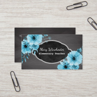 Tutor-Bildung des Tafel-Schullehrer-| mit Blumen Visitenkarte