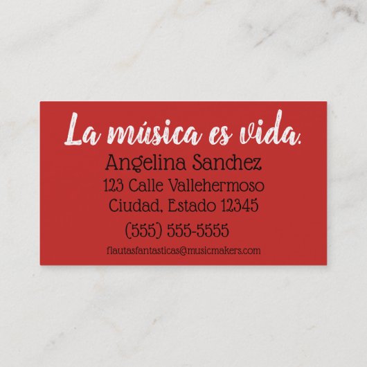 Tutor de Flauta Visitenkarte (Rückseite)