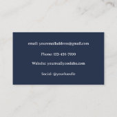 Tutor/Educator Navy Blue & White Business Card Visitenkarte (Rückseite)