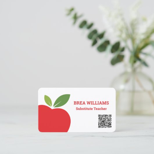 Tutor-Ersatzlehrer Benutzerdefinierter QR Code Visitenkarte (Stehend Vorderseite)
